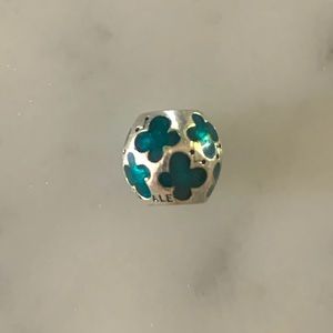 PANDORA Silver Green Enamel Butterfly charm